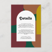 Modern Groovy Colorful Abstract Weddenschap Informatiekaartje (Voorkant)