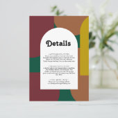 Modern Groovy Colorful Abstract Weddenschap Informatiekaartje (Staand voorkant)