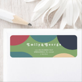 Modern Groovy Colorful Retro Address Etiket