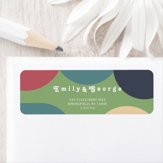 Modern Groovy Colorful Retro Address Etiket (Insitu)