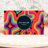 Modern Groovy Kleurrijke Retro Regenboog Abstract Visitekaartje