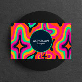 Modern Groovy Kleurrijke Retro Regenboog Abstract Visitekaartje