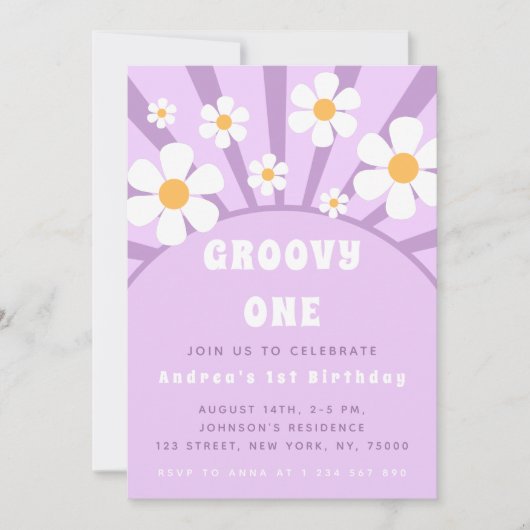 Modern Groovy One Retro Sunshine First Birthday Kaart (Voorkant)