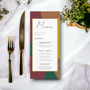 Modern Groovy Retro 70's kleurrijk Abstract huweli Menu
