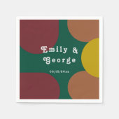 Modern Groovy Retro 70's Trendy Abstracte bruiloft Servet (Voorkant)