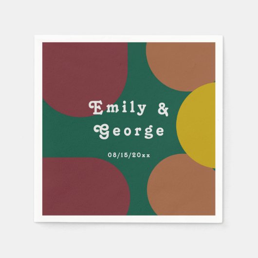 Modern Groovy Retro 70's Trendy Abstracte bruiloft Servet (Voorkant)