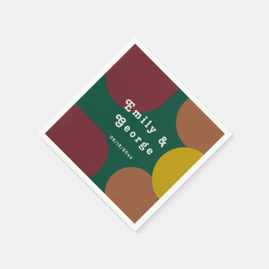 Modern Groovy Retro 70's Trendy Abstracte bruiloft Servet (Hoek)