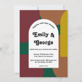 Modern Groovy Retro Colorful Abstract Weddenschap Kaart (Voorkant)