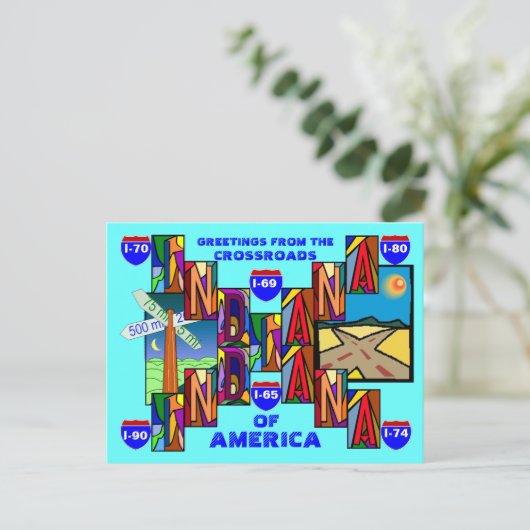 MODERN GROTE BRIEF INDIANA GREETINGS BRIEFKAART! BRIEFKAART (Staand voorkant)