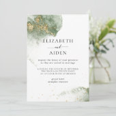 Modern Grün Gold ( Imitat) Watercolour Kleckse Kaart (Staand voorkant)