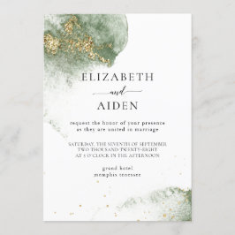 Modern Grün Gold ( Imitat) Watercolour Kleckse Kaart