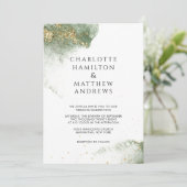 Modern Grün Gold ( Imitat) Watercolour Kleckse Kaart (Staand voorkant)