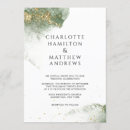 Modern Grün Gold ( Imitat) Watercolour Kleckse Kaart