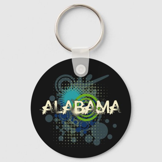 Modern Grunge Halftone Alabama Sleutelhanger Donke (Voorkant)