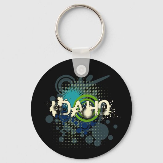 Modern Grunge Halftone Idaho Sleutelhanger Dark (Voorkant)