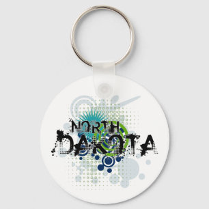Modern Grunge Halftone North Dakota Sleutelhanger