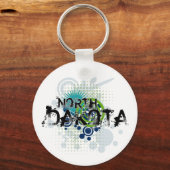 Modern Grunge Halftone North Dakota Sleutelhanger (Voorkant)