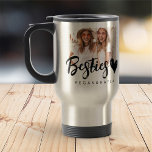 Modern Grunge Hart Beste Vrienden BFF Foto Reisbeker<br><div class="desc">Het ontwerp bestaat uit een leuke en speelse typografie met een sans serif- en serif-lettertype. Voeg een douanefoto toe.</div>