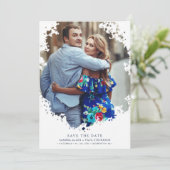 Modern Grunge Ink Lijst Photo Engaged Wedding (Staand voorkant)