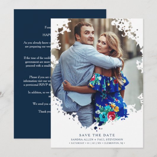 Modern Grunge Ink Lijst Photo Engaged Wedding (Voorkant / Achterkant)