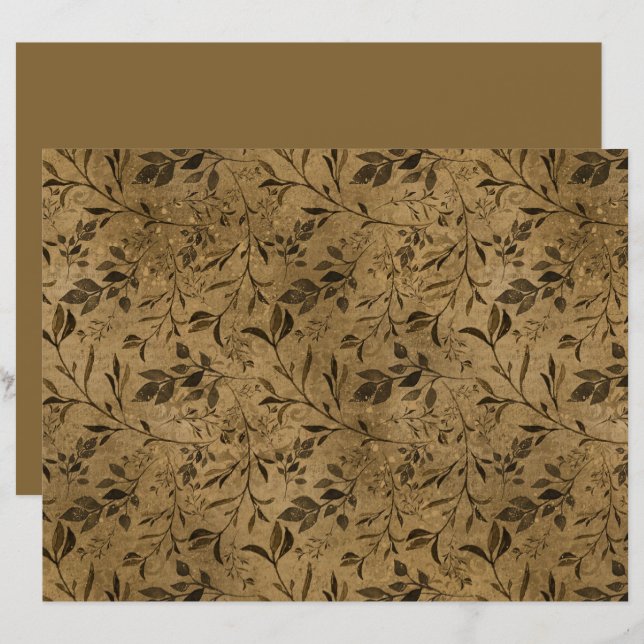 Modern Grunge Leaf Patroon Scrapbook Papier (Voorkant / Achterkant)