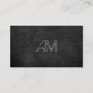 Modern Grunge Monogram op zwart hout Visitekaartje