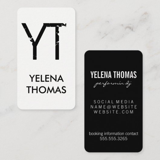 Modern Grunge Monogram Visitekaartje (Voorkant / Achterkant)