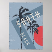 Modern Grunge South Beach California Travel Poster (Voorkant)