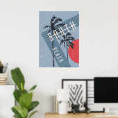 Modern Grunge South Beach California Travel Poster (Thuiskantoor)
