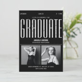 Modern Grunge zwart wit afstuderen foto Kaart (Staand voorkant)