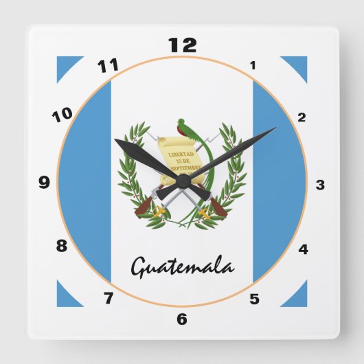 Modern Guatemala Flag, Guatemala Home / design Vierkante Klok (Voorkant)