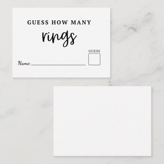 Modern Guess How Many RIng are in jar game card Informatiekaartje (Voorkant / Achterkant)