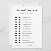 Modern Guess Wie Vrijgezellenfeest Game Kaart (Voorkant)