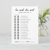 Modern Guess Wie Vrijgezellenfeest Game Kaart (Staand voorkant)