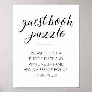 Modern Guest Book Puzzle Weddenschap Poster