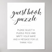 Modern Guest Book Puzzle Weddenschap Poster (Voorkant)