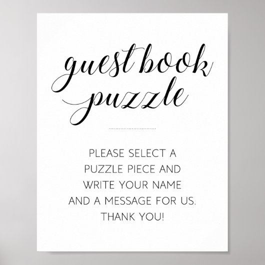 Modern Guest Book Puzzle Weddenschap Poster (Voorkant)