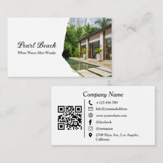 Modern Guest House QR Code Vacation Rental Photo Visitekaartje