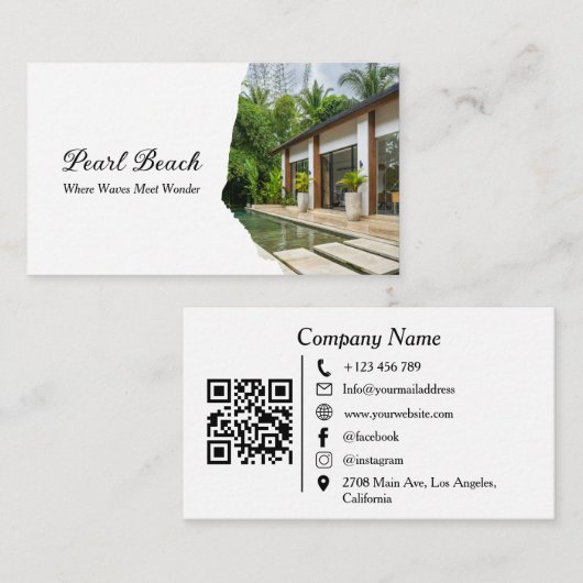 Modern Guest House QR Code Vacation Rental Photo Visitekaartje (Voorkant / Achterkant)