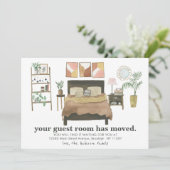 Modern Guest Room Moved Boho Chic Bedroom Moving Aankondiging (Staand voorkant)