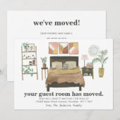 Modern Guest Room Moved Boho Chic Bedroom Moving Aankondiging (Voorkant / Achterkant)