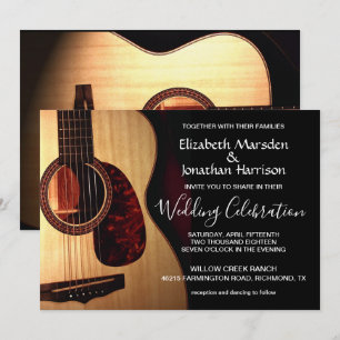 Modern Guitar Musical Hand Lettered Wedding Kaart