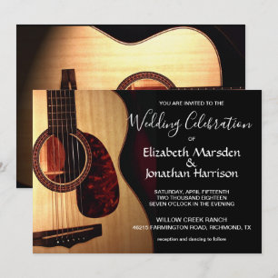 Modern Guitar Musical Hand Lettered Wedding Kaart