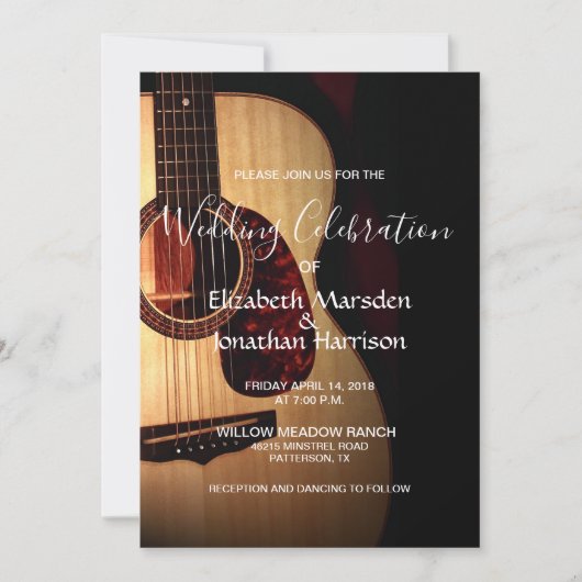 Modern Guitar Musical Musician Wedding Kaart (Voorkant)