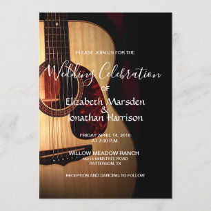 Modern Guitar Musical Musician Wedding Kaart