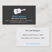 Modern Guitar Silhouette Musician Dark Gray Visitekaartje (Voorkant / Achterkant)