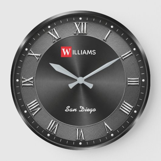 Modern Gunmetal Black Luxury Grote Klok (Voorkant)