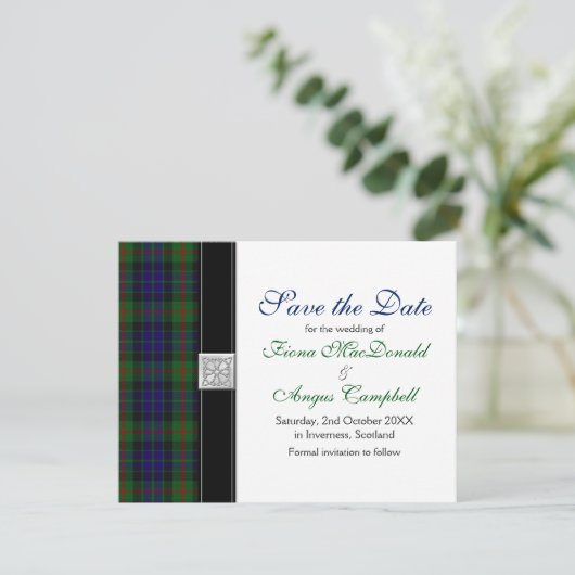 Modern Gunn Tartan Wedding Save the Date (Staand voorkant)