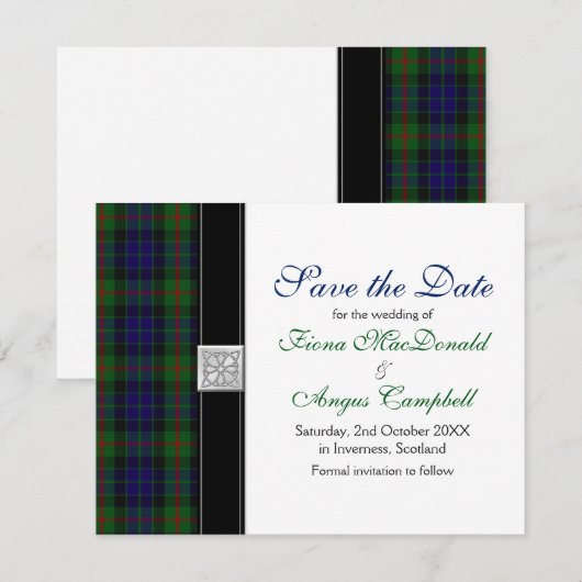 Modern Gunn Tartan Wedding Save the Date (Voorkant / Achterkant)