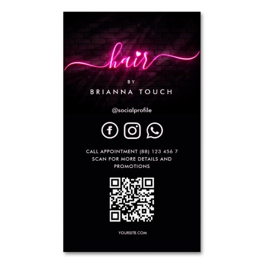 Modern Haar Schoonheidssalon Haarstylist QR Magnetisch Visitekaartje (Voorkant Verticaal)